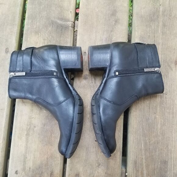 Harley Davidson 84296 Black Leather Zip Ankle Booties 9 - Picture 4 of 9